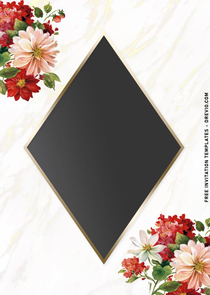 8+ Elegant Blush Roses Birthday Invitation Templates with Stunning Gold Rhombus Text Box And Frame