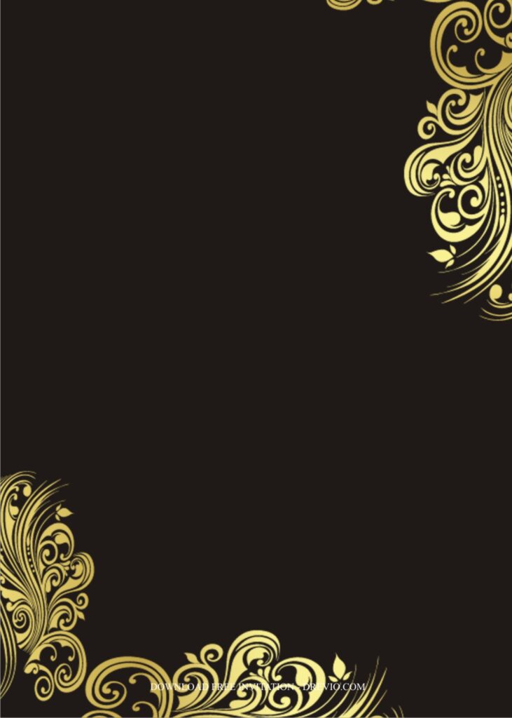 Invitation Template of Elegant Black and Gold Wedding Decorations 4