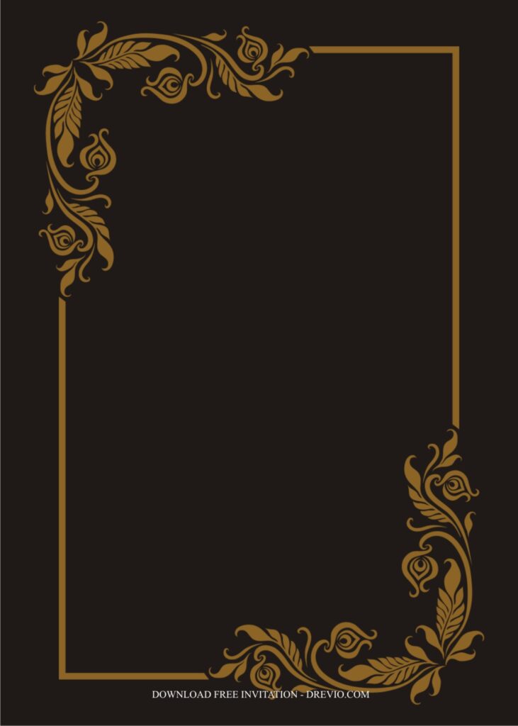 Invitation Template of Elegant Black and Gold Wedding Decorations 6