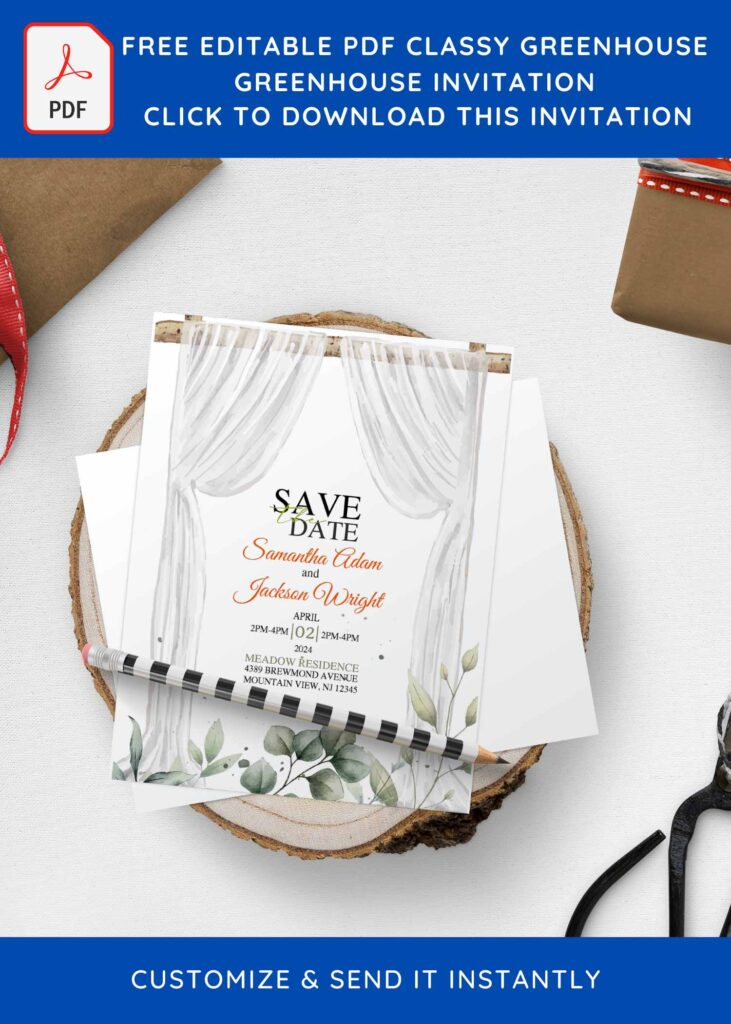 (Free Editable PDF) Modest Greenhouse Wedding Invitation Templates