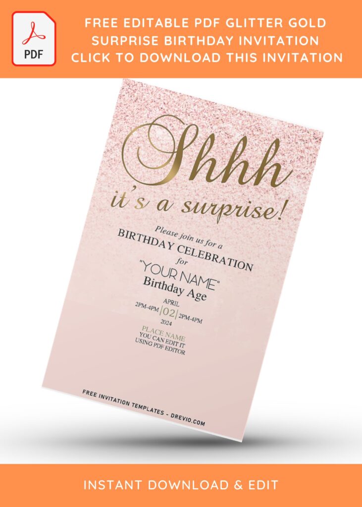 Invitation Template of (Free Editable PDF) Fancy Gold Surprise Birthday Invitation Templates 2