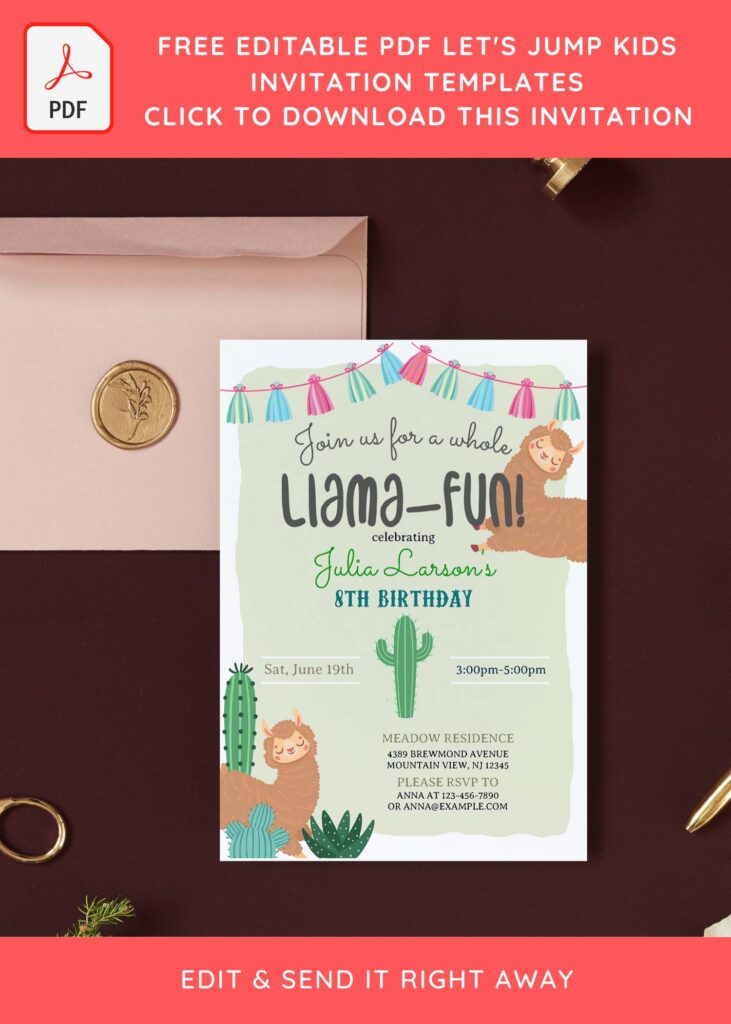 Invitation Template of (Free Editable PDF) Chic Whole Llama Fun Birthday Invitation Templates 3