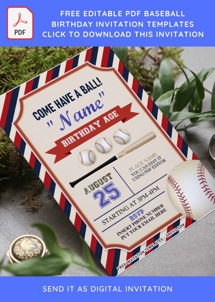 (Free Editable PDF) Awesome Baseball Boys Birthday Invitation Templates
