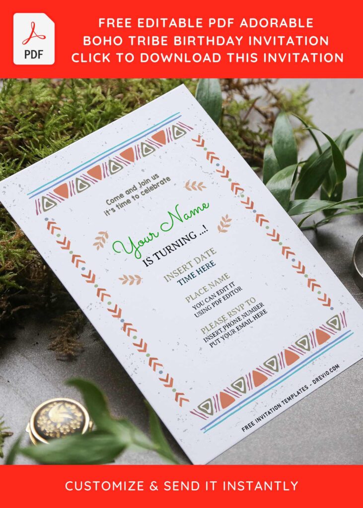 Invitation Template of (Free Editable PDF) Adorable Boho Tribe Birthday Invitation Templates 1