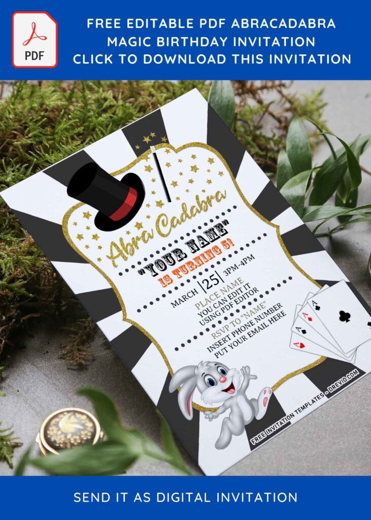 Invitation Template of (Free Editable PDF) Retro Abracadabra Magic Birthday Invitation Templates 2