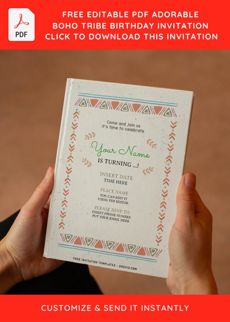 Invitation Template of (Free Editable PDF) Adorable Boho Tribe Birthday Invitation Templates 6