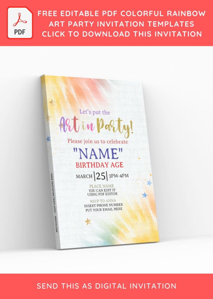 Invitation Template of (Free Editable PDF) Colorful Tie Dye Art Party Invitation Templates 1