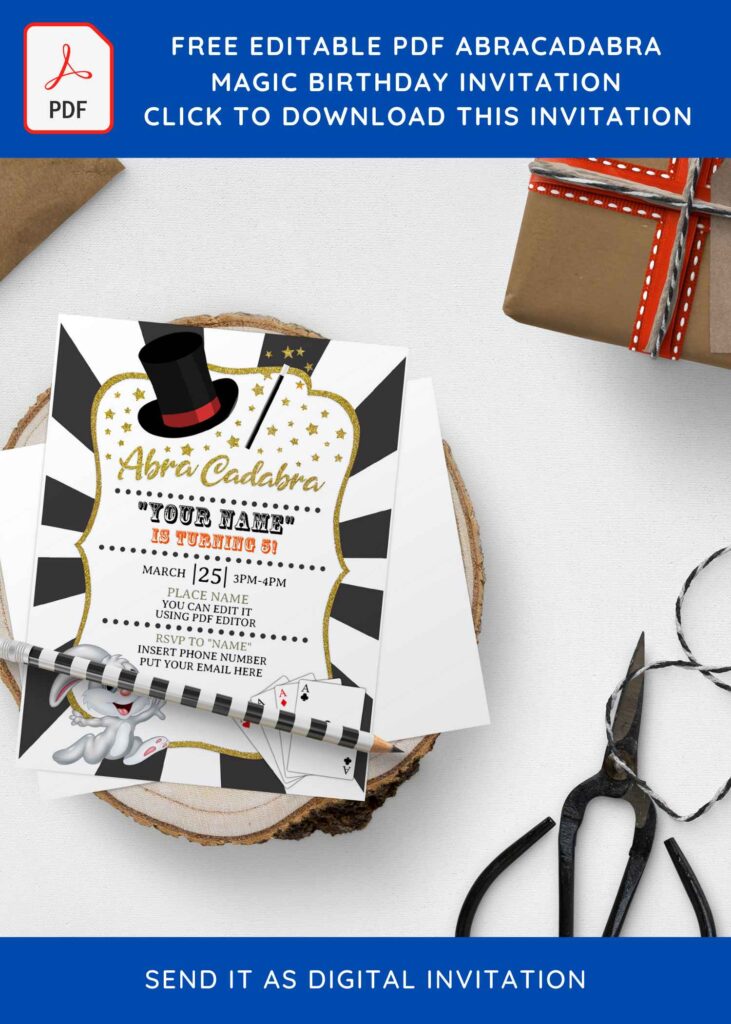 Invitation Template of (Free Editable PDF) Retro Abracadabra Magic Birthday Invitation Templates 1