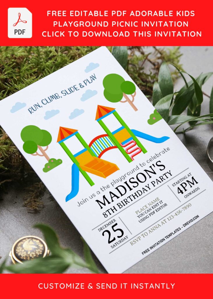 Invitation Template of (Free Editable PDF) Adorable Kids Playground Picnic Invitation Templates 1