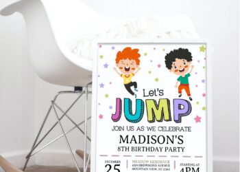 (Free Editable PDF) Jumping Kids Birthday Invitation Templates