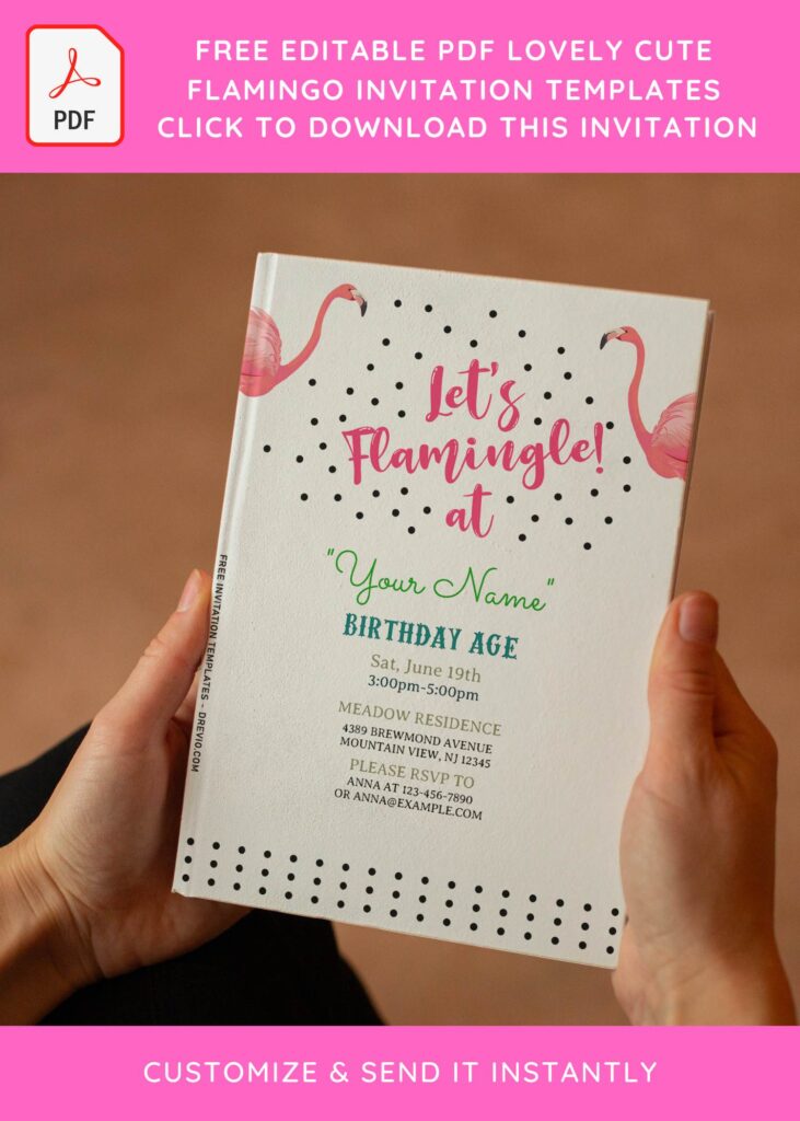 (Free Editable PDF) Adorable Flamingo Flamingle Birthday Invitation Templates with Flamingle wording
