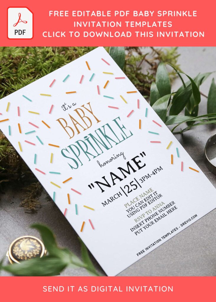 (Free Editable PDF) Baby Sprinkle Invitation Templates For All Ages with colorful sprinkles