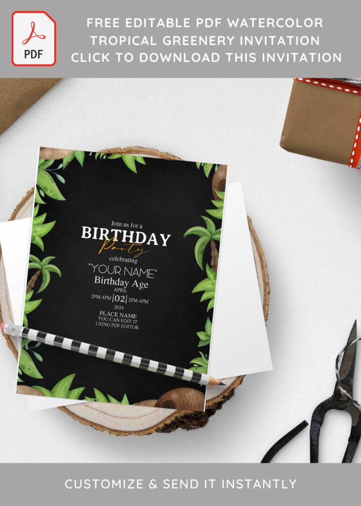 Invitation Template of (Free Editable PDF) Cute Chalkboard Greenery Birthday Invitation Templates 2