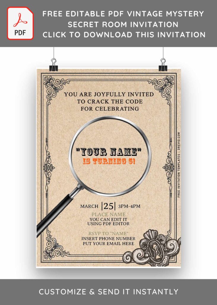 Invitation Template of (Free Editable PDF) Vintage Mystery Birthday Invitation Templates 1