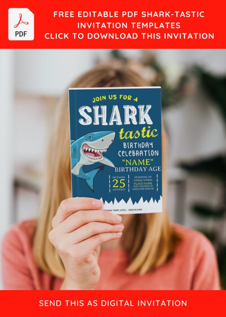 Invitation Template of (Free Editable PDF) Cute Shark-Tastic Birthday Invitation Templates 2