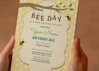 (Free Editable PDF) Happy Bee Day Birthday Invitation Templates with cute bees