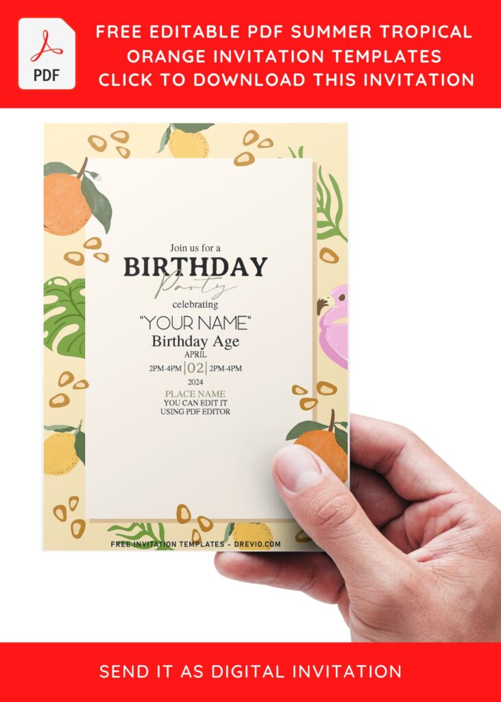 (Free Editable PDF) Cute Fresh Orange Birthday Invitation Templates 