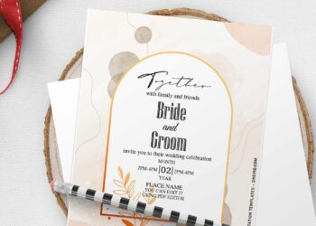 (Free Editable PDF) Stunning Gold Floral Vines Wedding Invitation Templates with modern frame