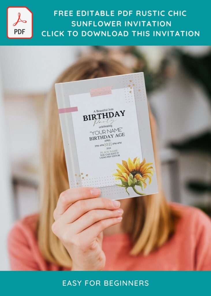 Invitation Template of (Free Editable PDF) Modern Chic Sunflower Birthday Invitation Templates 1