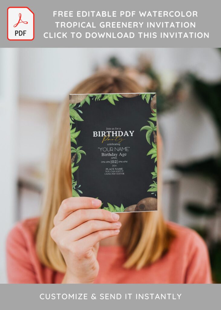 (Free Editable PDF) Cute Chalkboard Greenery Birthday Invitation Templates