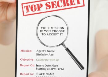 (Free Editable PDF) Top Secret X-File Themed Birthday Invitation Templates with white background