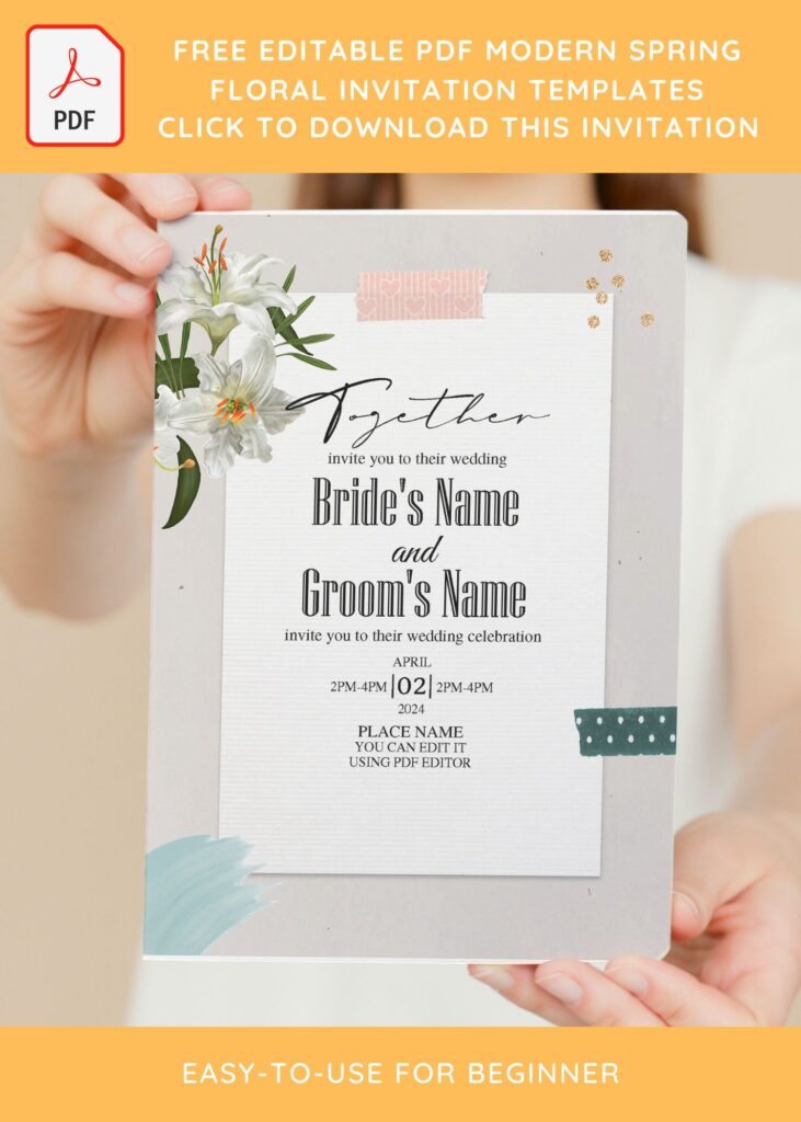 (Free Editable PDF) Cascading Rustic Blush Floral Invitation Templates with blush background