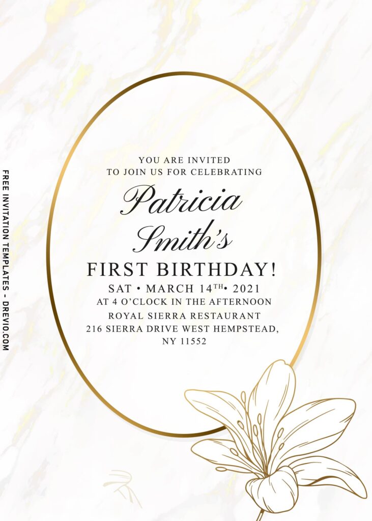 8+ Gleaming Gold Floral Marble Wedding & Birthday Invitation Templates