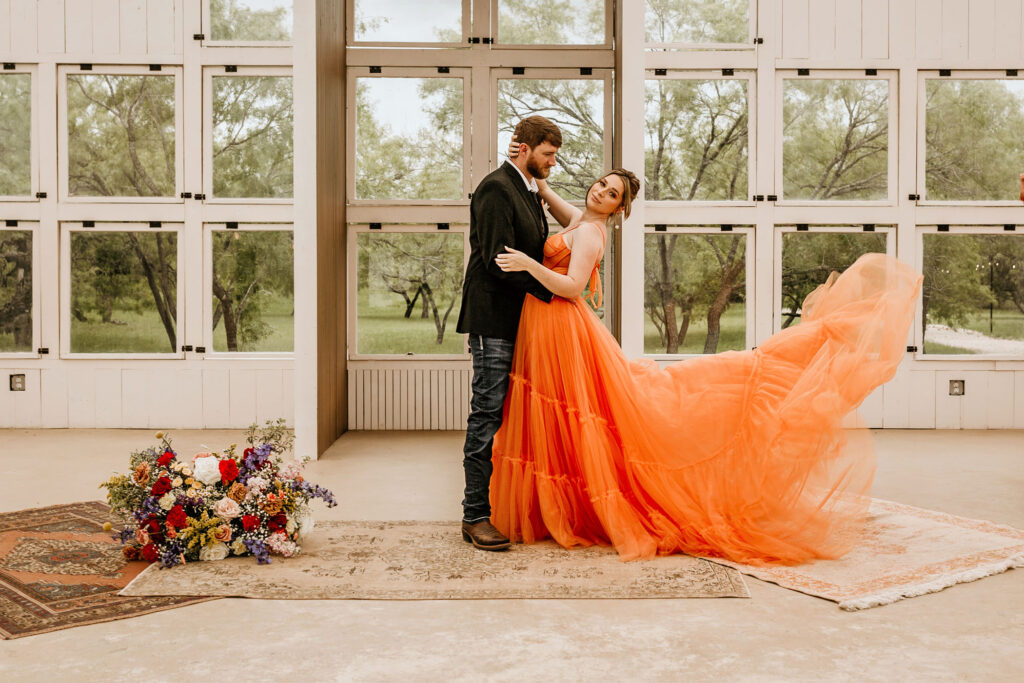 Orange Wedding Dress (Credit : Greenweddingshoes)