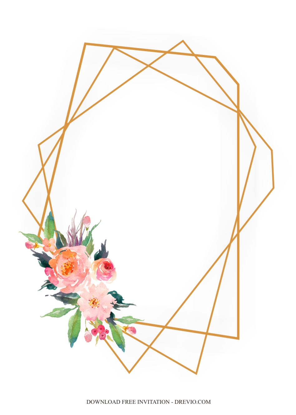 Peach Soft Watercolor Flower Wedding Invitation Templates | Download ...