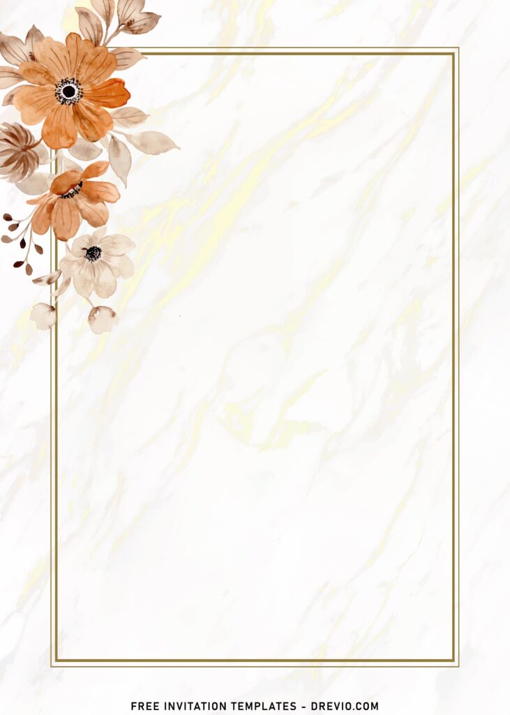 9+ Stunning Marble And Peach Flowers Wedding Invitation Templates with portrait orientation design