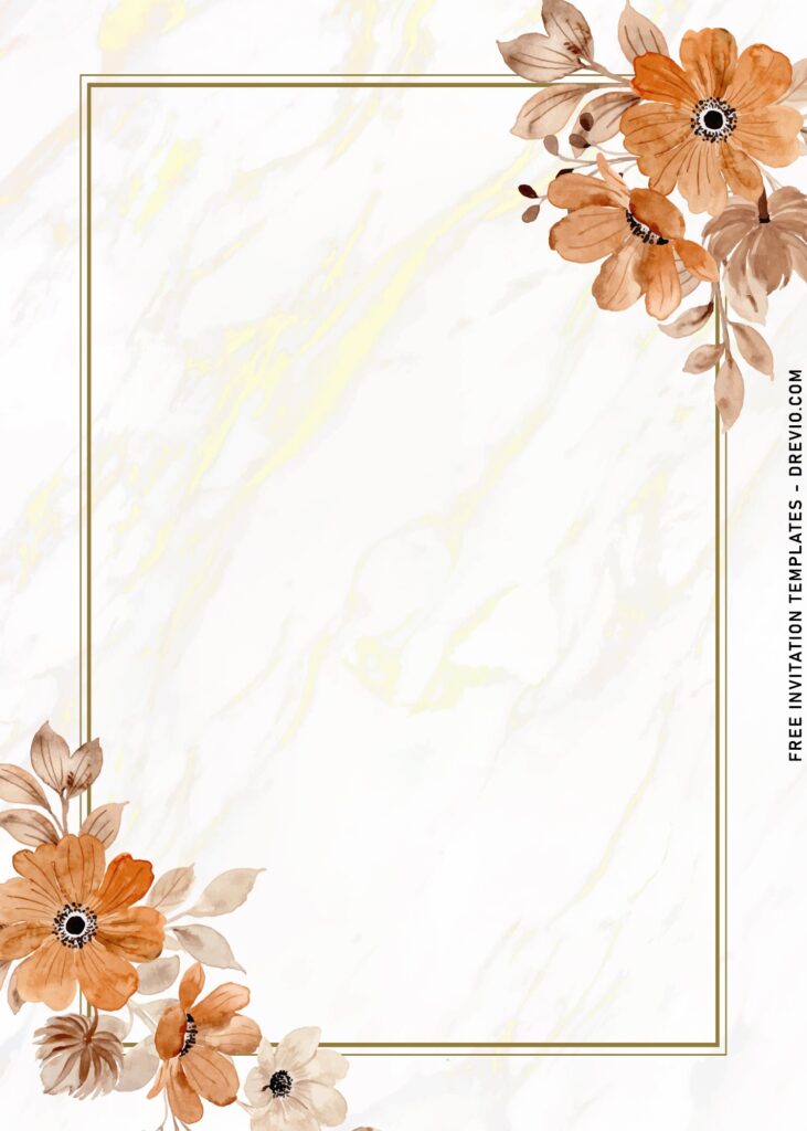 9+ Stunning Marble And Peach Flowers Wedding Invitation Templates with white and gold marble background