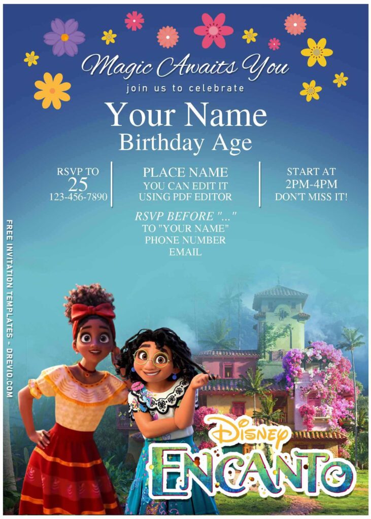 (Free Editable PDF) Disney Encanto Themed Birthday Invitation Templates with Dolores