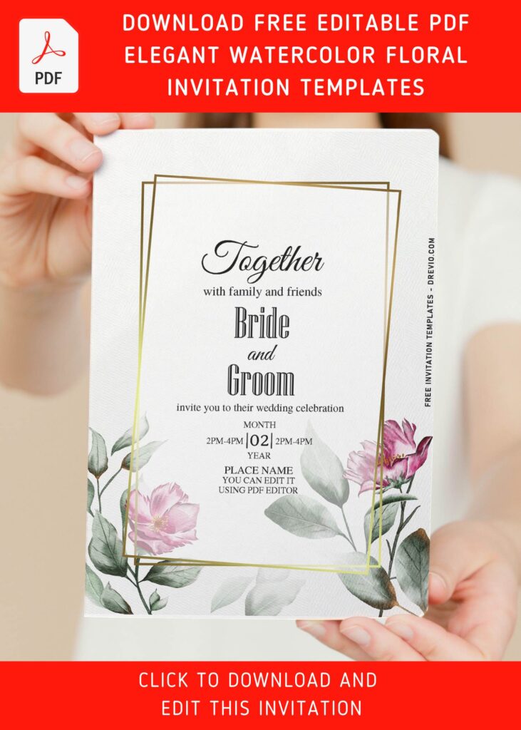 (Free Editable PDF) Chic Southern Magnolia Wedding Invitation Templates with white background