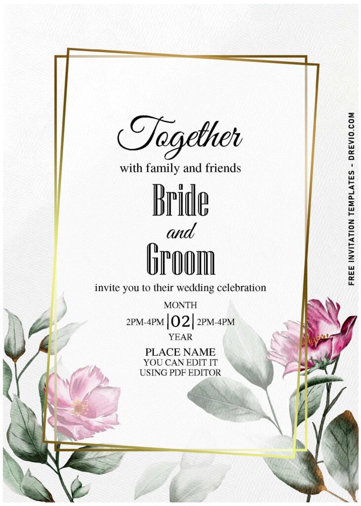 (Free Editable PDF) Chic Southern Magnolia Wedding Invitation Templates