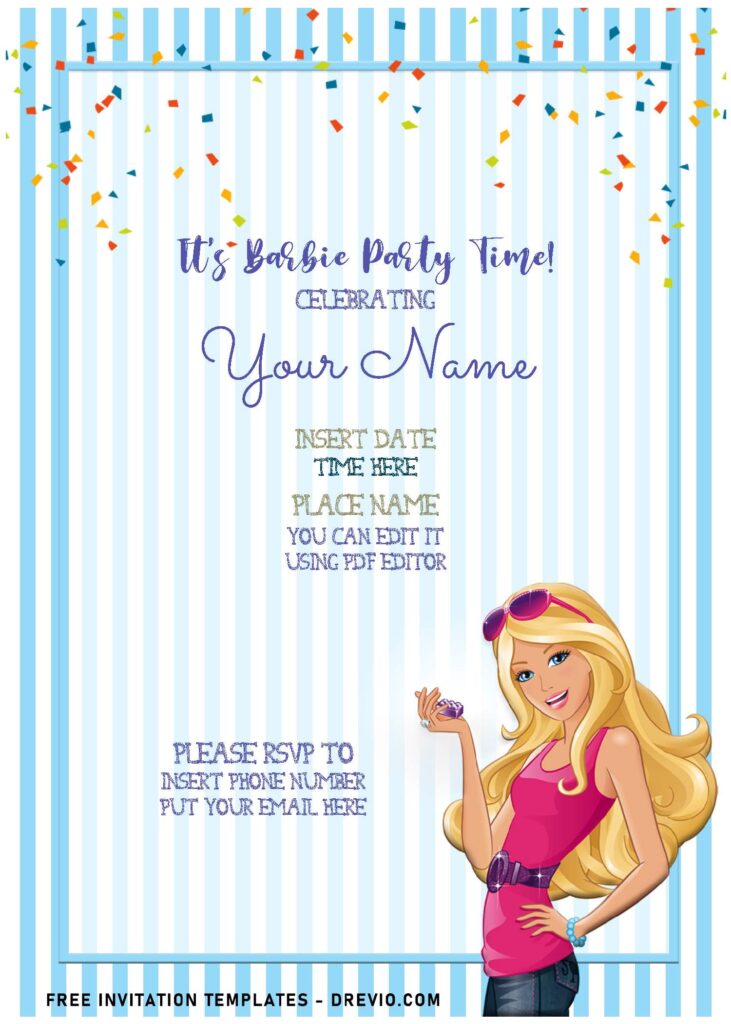 (Free Editable PDF) Lovely Cute Barbie Magazine Birthday Invitation Templates with cute wording