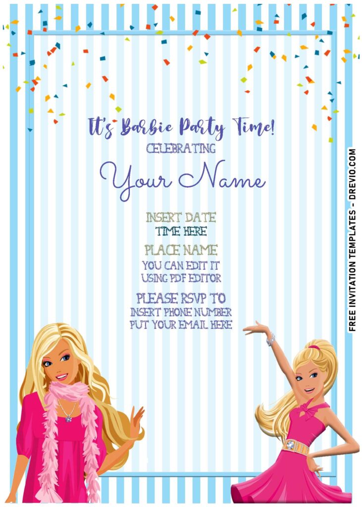 (Free Editable PDF) Lovely Cute Barbie Magazine Birthday Invitation Templates with editable text