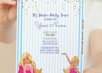 (Free Editable PDF) Lovely Cute Barbie Magazine Birthday Invitation Templates with beautiful Barbie girls with pink outfit