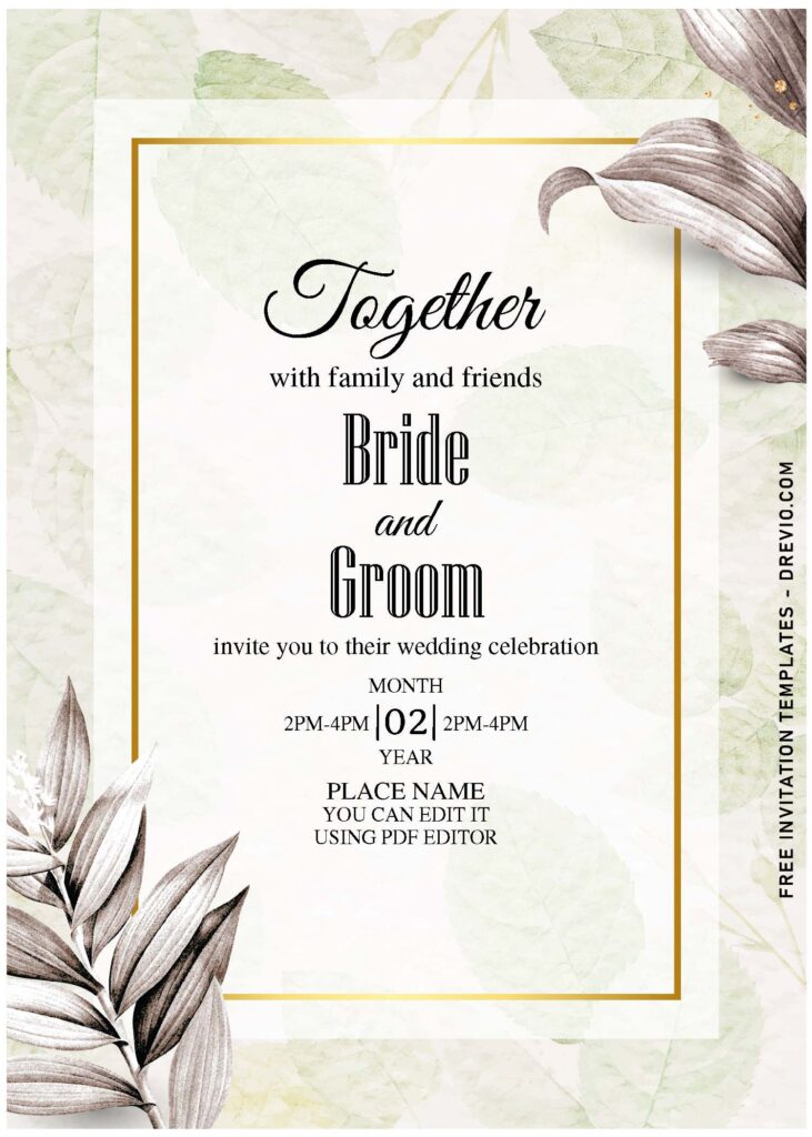(Free Editable PDF) Enchanted Autumn Foliage Wedding Invitation Templates with ash leaves