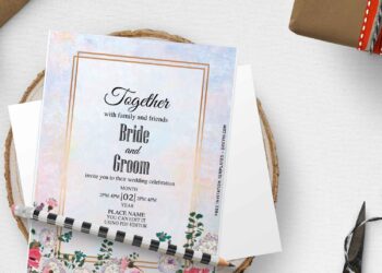 (Free Editable PDF) Striking Gerbera Daisy And Peony Wedding Invitation Templates with aesthetic watercolor floral decorations