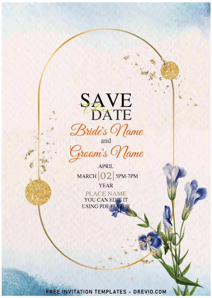 (Free Editable PDF) Romantic Purple Floral Wedding Invitation Templates
