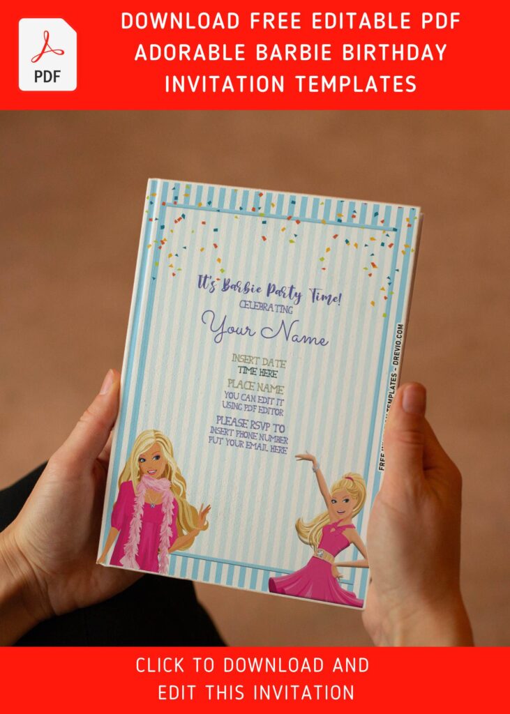 Invitation Template of (Free Editable PDF) Lovely Cute Barbie Magazine Birthday Invitation Templates 1