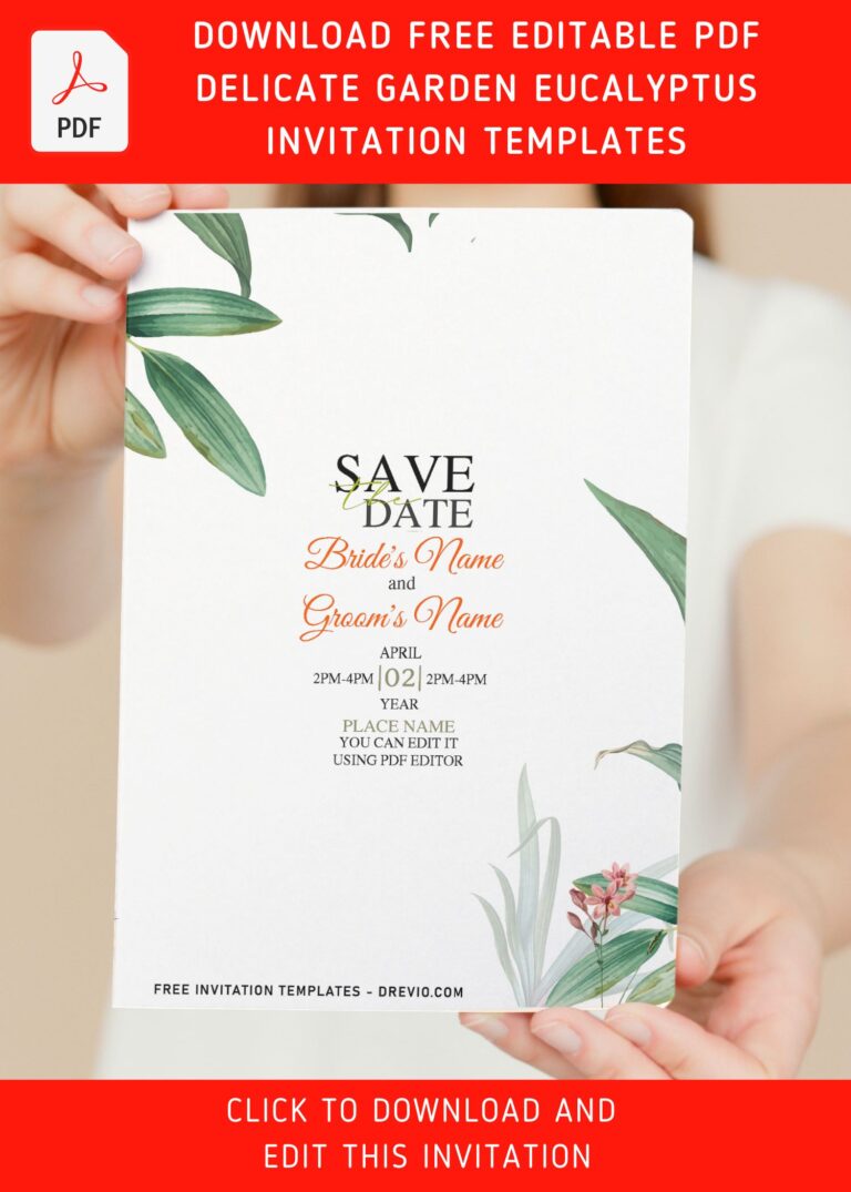 (Free Editable PDF) Organic Garden Ash And Lemon Leaves Invitation ...