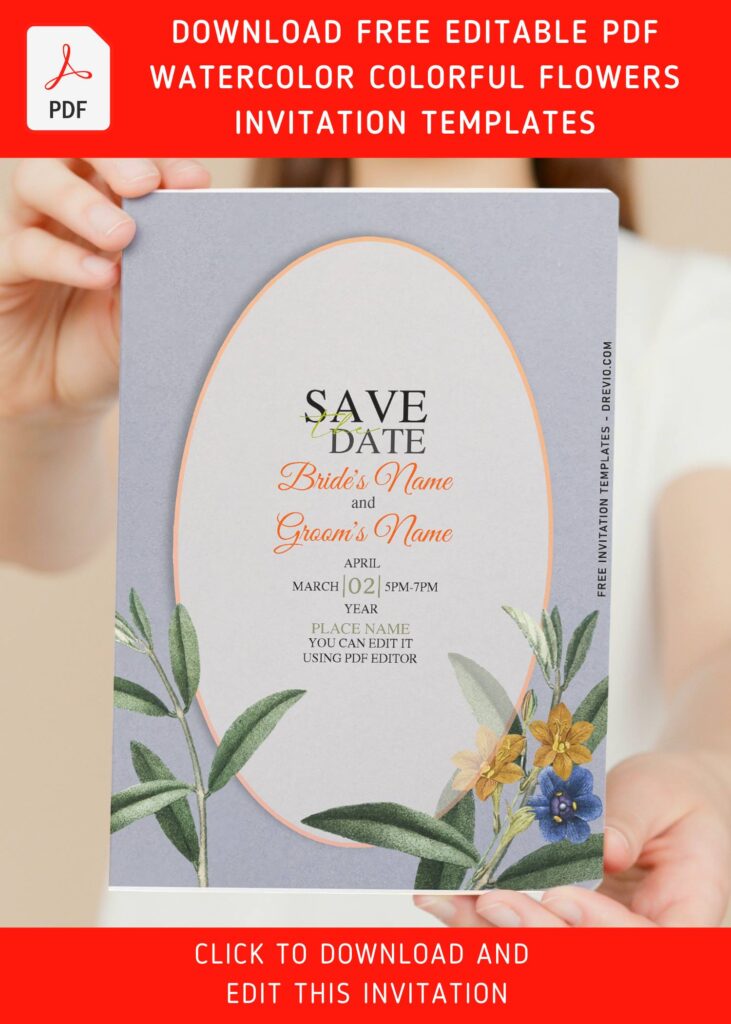 Invitation Template of (Free Editable PDF) Vintage Colorful Blooms Wedding Invitation Templates 5