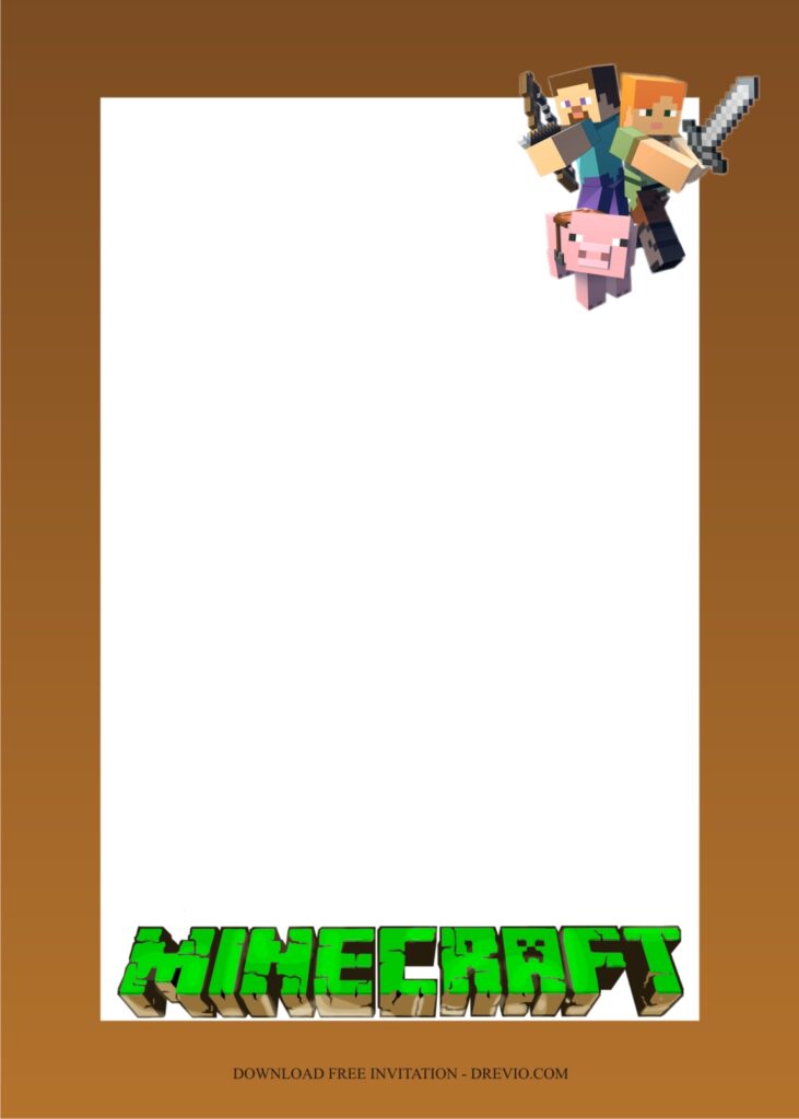 Invitation Template of Minecraft Party Ideas For 10th Boys Birthday 3