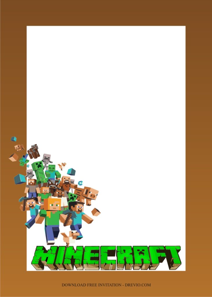 Invitation Template of Minecraft Party Ideas For 10th Boys Birthday 5