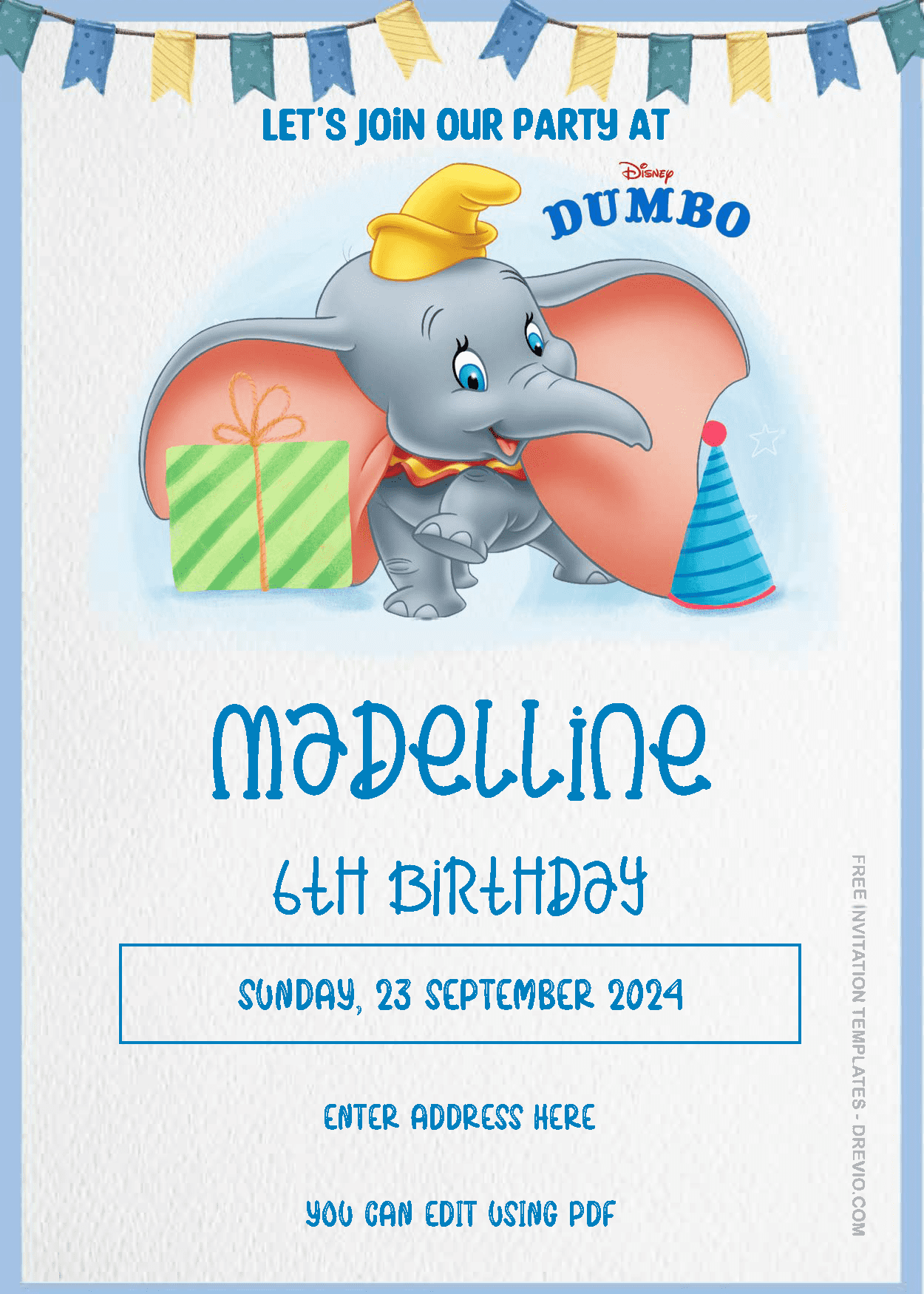 Dumbo Birthday Invitation Templates One
