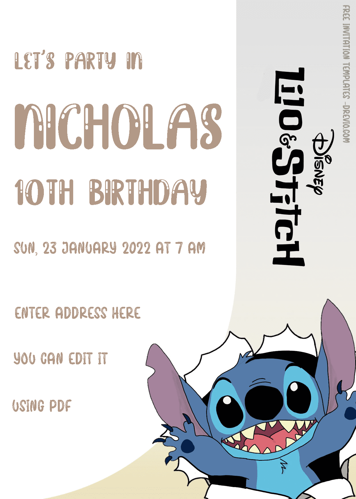 Stitch Birthday Invitation Templates One