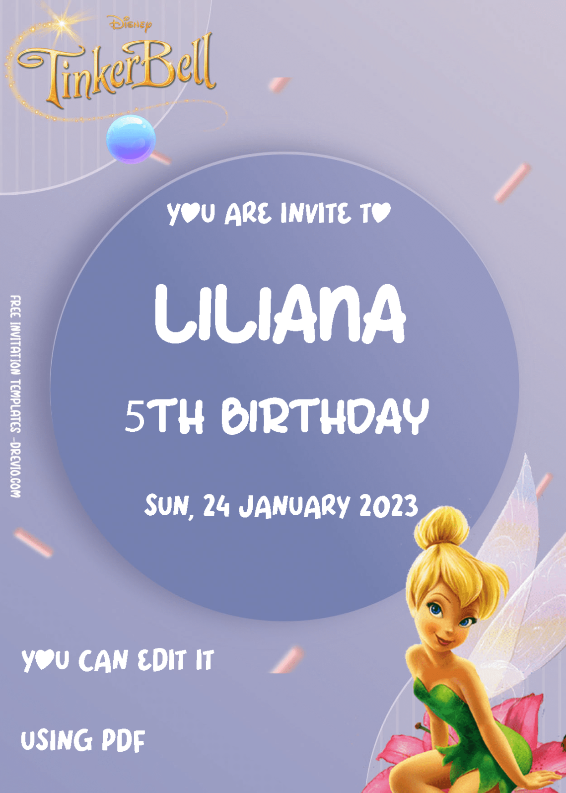 ( Free Editable PDF ) TinkerBell Birthday Invitation Templates - Drevio ...