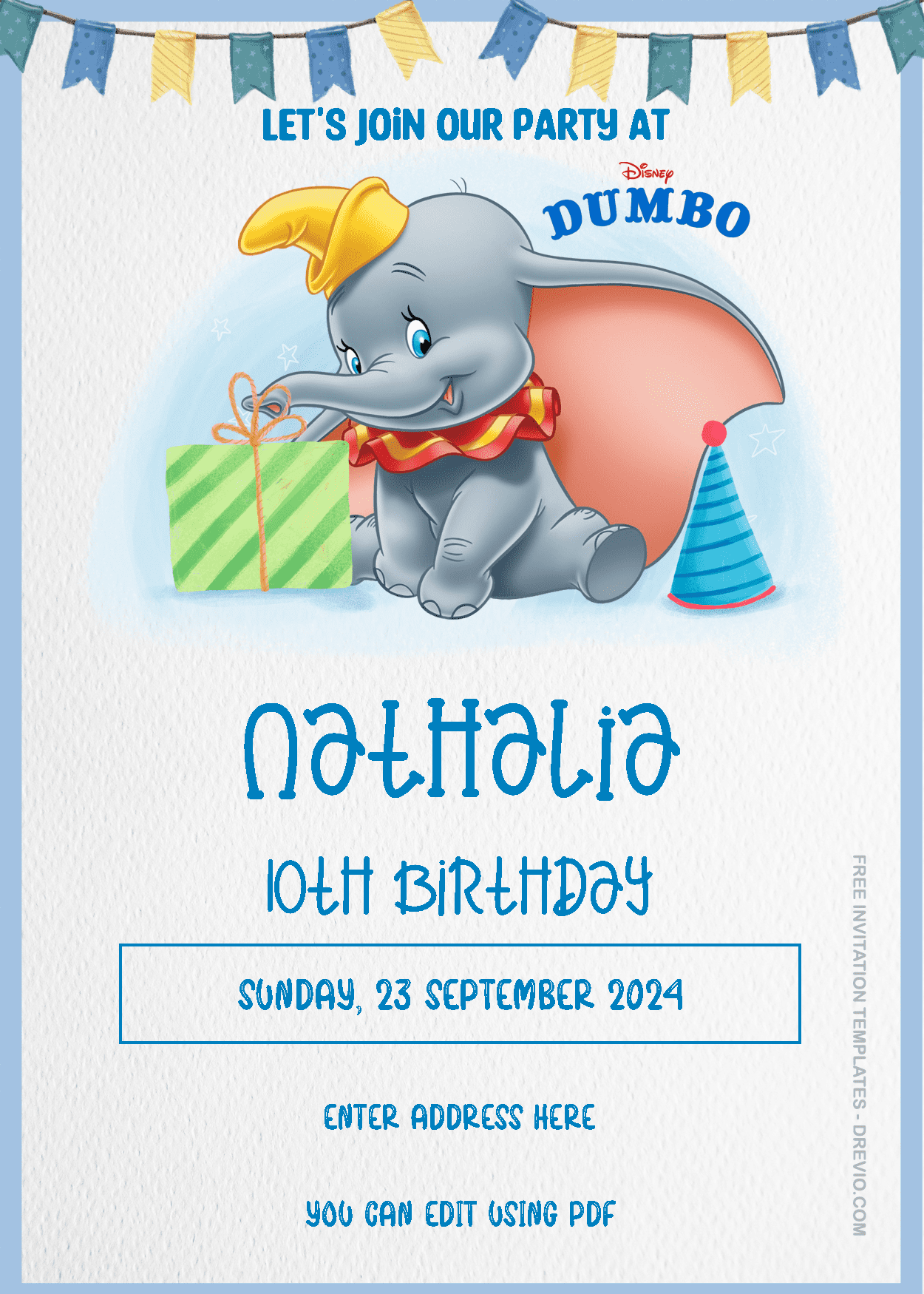 Dumbo Birthday Invitation Templates Two