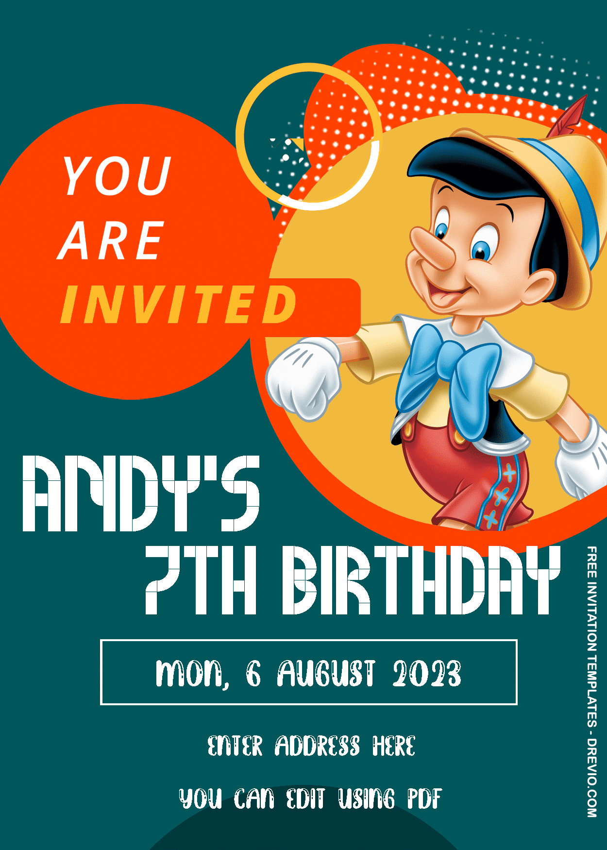 Pinocchio Birthday Invitation Templates Two